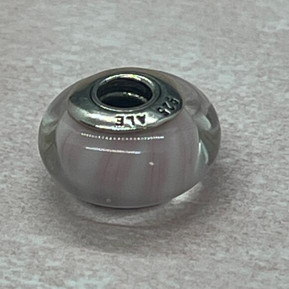 Pandora Pink Candy Stripes Murano Glass Charm - Picture 2 of 2